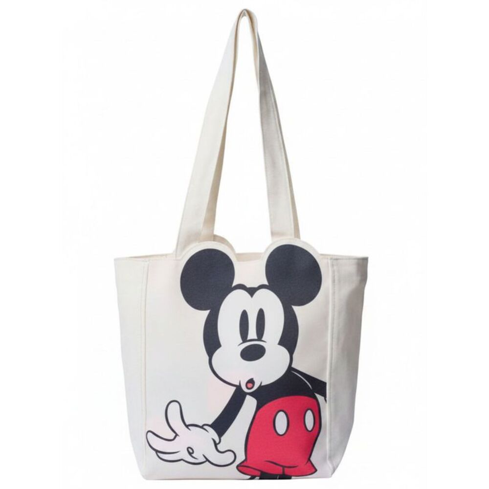 New Disney Mickey Mouse Die-Cut Canvas Tote Bag with Shaped Top